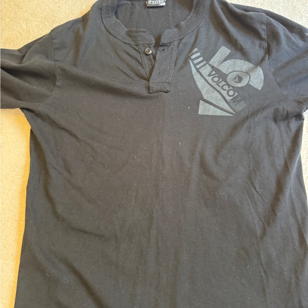Volcom Black Men's Henley Shirt large g